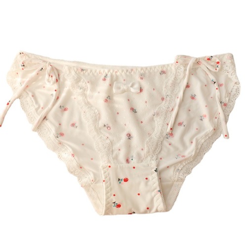A271 lace up double rope milk silk women's underwear Japanese girl student briefs low waist strawberry mesh ice silk