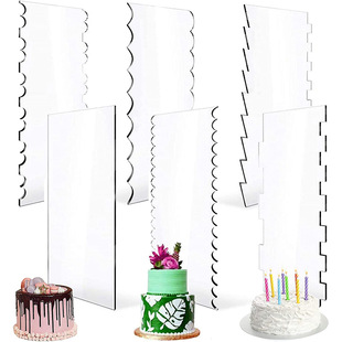 Transparent Acrylic Cake Scraper Smoothing Tool Set Cake Stripe Edge Frosting Side Cake Scraper Set