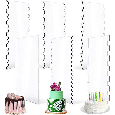 transparent Acrylic Cake Scraper Smooth tool suit Cake stripe Edge Frosting Cake Scraper suit