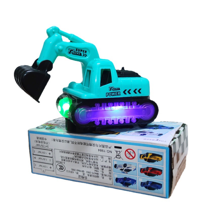 Coche de juguete para niños música eléctrica luminosa Universal ingeniería coche dibujos animados excavadora puesto al por mayor mercado nocturno