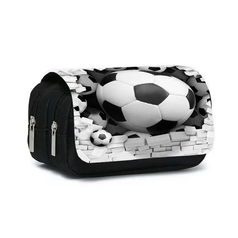 Football double-layer capacious pencil case for elementary school students, 3D, handmade, wholesale