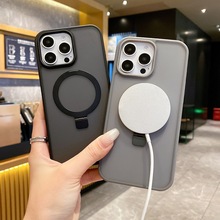 苹果16磁吸手机壳带支架15promax磨砂14肤感13高级magsafe轻奢12