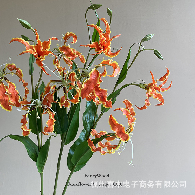 嘉兰火焰百合 高品质仿真花 工厂直销 装置设计 样板间摆件