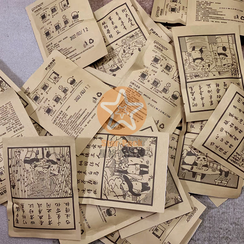 加厚牛皮纸防潮镀铝三角茶小泡袋 2-5克水果冷萃茶叶方形茶包袋