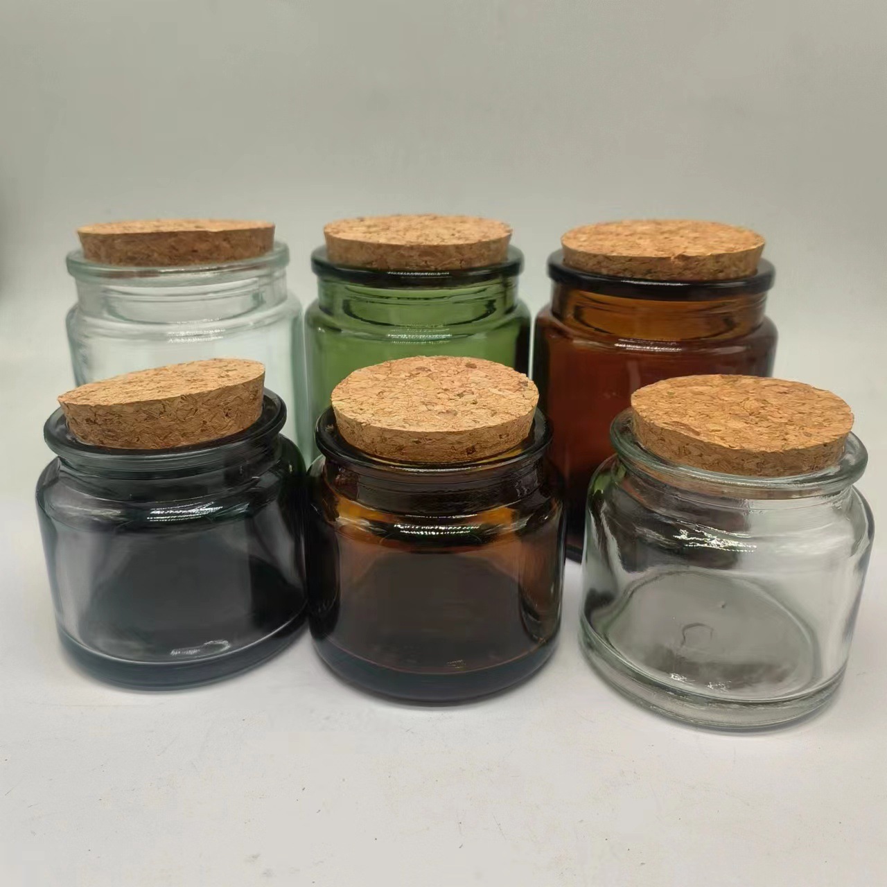 复古茶色耐高温带盖手工香薰蜡烛杯 DIY空杯装蜡容器木塞 玻璃瓶