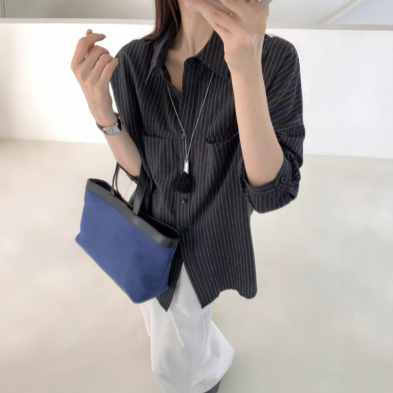 2025秋女装新款韩版宽松大版显瘦百搭长袖格子衬衫女8112|undefined