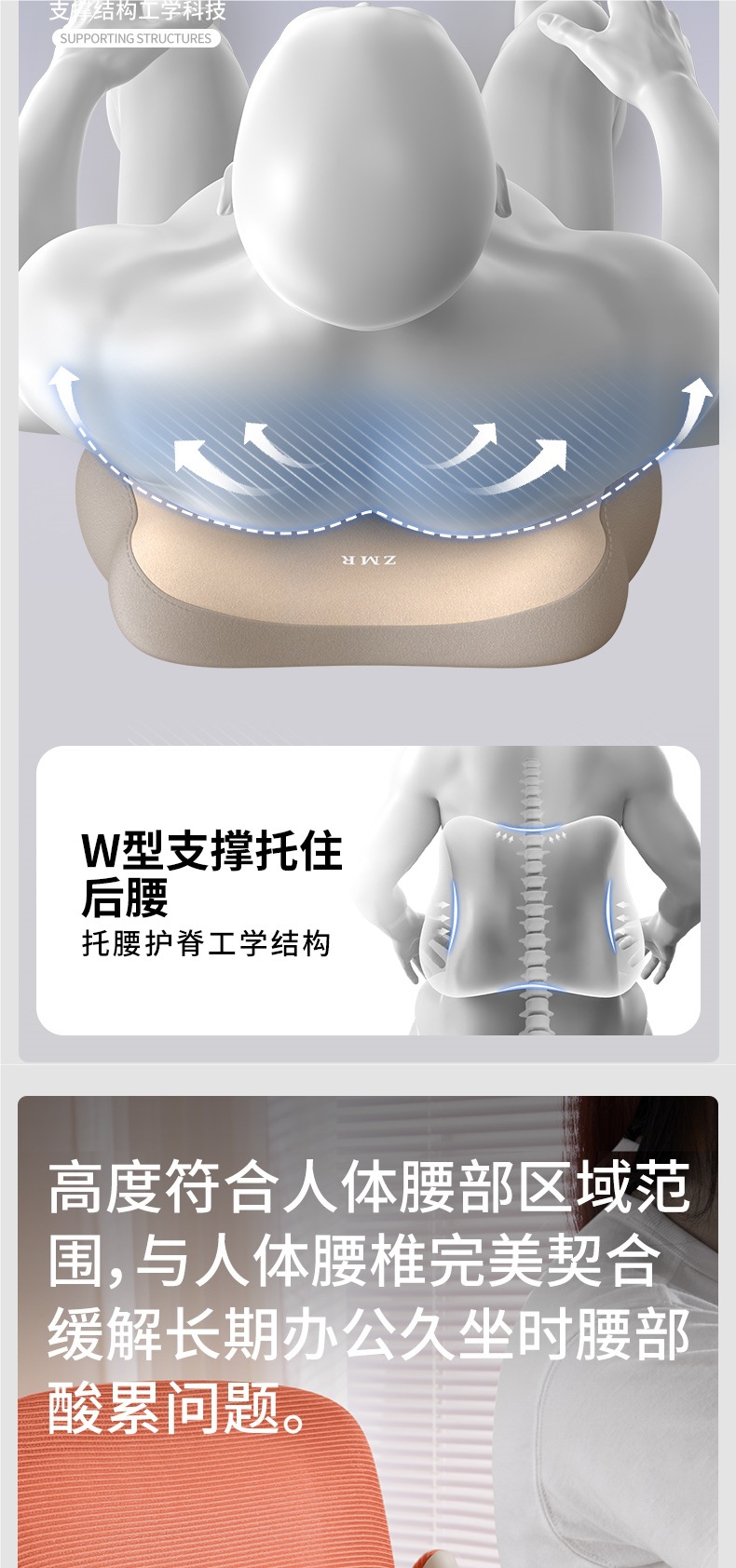 Lumbar Pillow Cushion Seat Lumbar Support Sleeping Workstation Sedentary Artifact Office Chair Waist Support Back Cushion