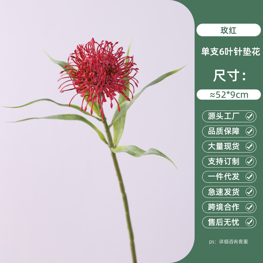 단일 가지 6잎 침대꽃 - 로즈 핑크