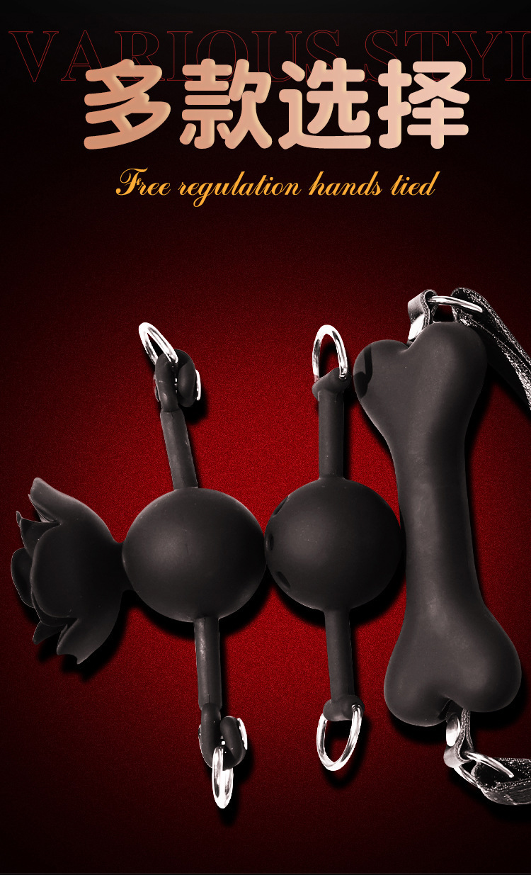 Jiuai Bed Bondage Set with Handcuffs, Mouth Gag and Ankle Cuffs, Black Nylon and Alloy — detail image 9