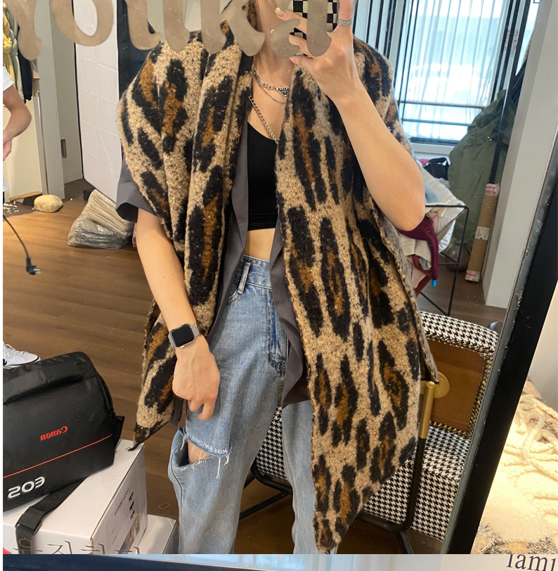 Bufanda mujer leopardo de cachemira imitación mantón invierno_voghion.com