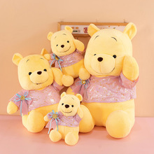 跨境新款蝴蝶结维尼熊公仔毛绒玩具噗噗维尼熊玩偶抓机兑换批发