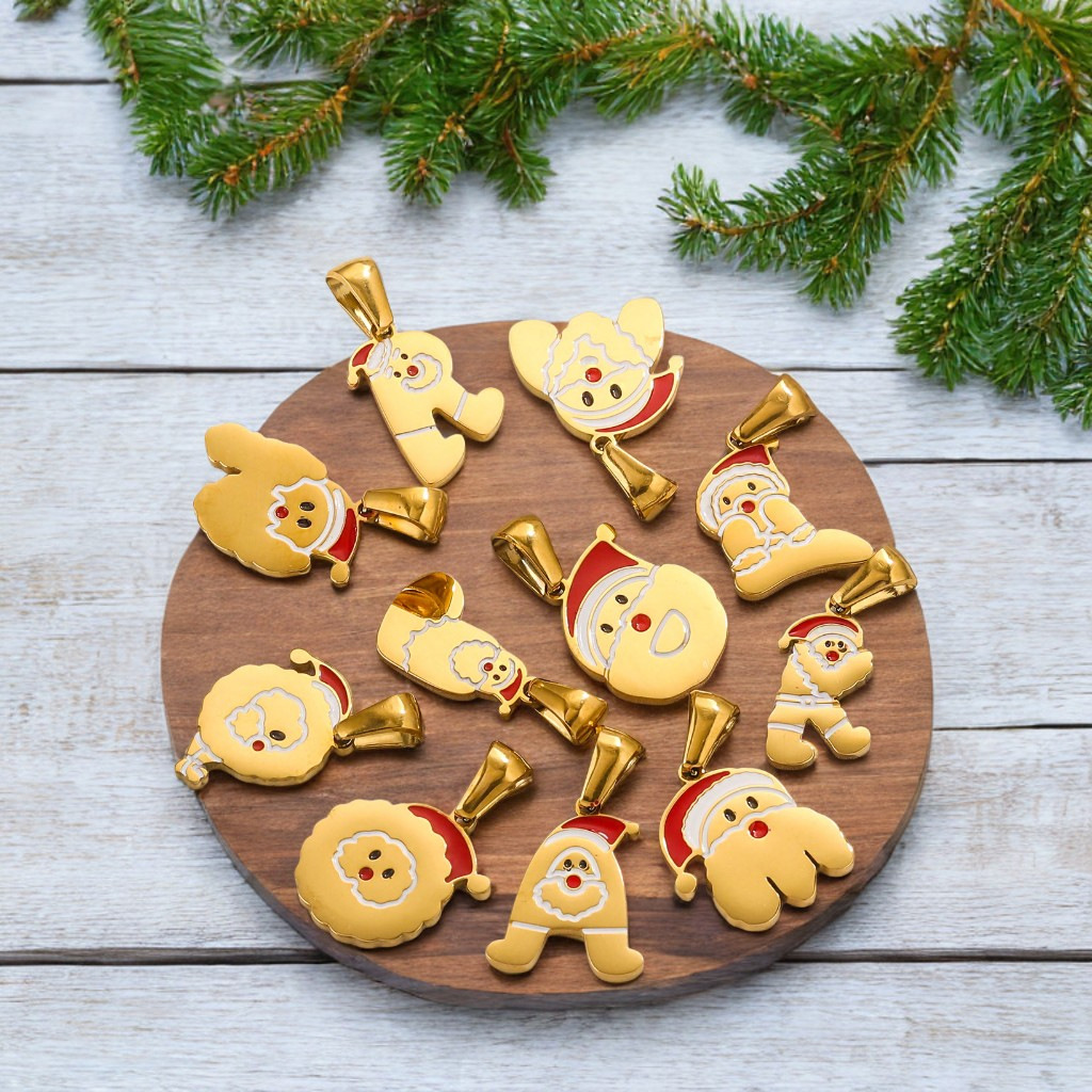 Acero inoxidable Navidad 18K titanio acero letras personalidad Santa adorable moda moda moda DIY joyas colgantes