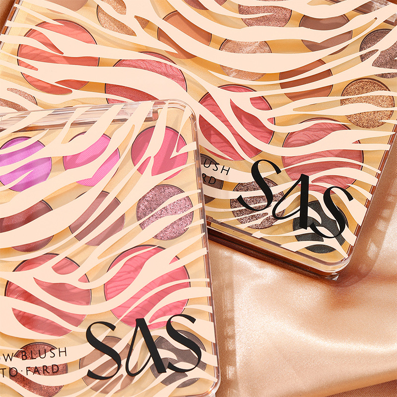 Sombra de ojos de punto transfronterizo de USHAS europea y americana, brillo fino nacarado mate, rubor multiusos a prueba de agua de larga duración SAF025A B