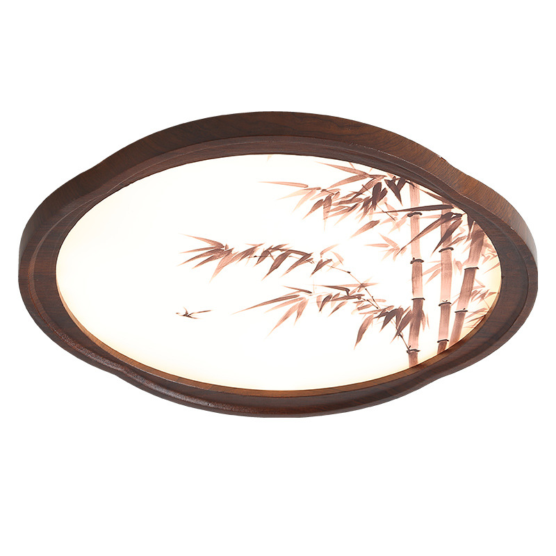 Luz de techo de la sala de estar nueva luz china de madera de nuez negra de estilo Song estética lámpara de dormitorio lámpara de bambú lámpara de restaurante 263L