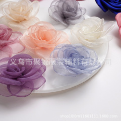 韩版欧根纱 纱花雪纱布艺花烧边花 手工diy服装辅料发夹饰品配件