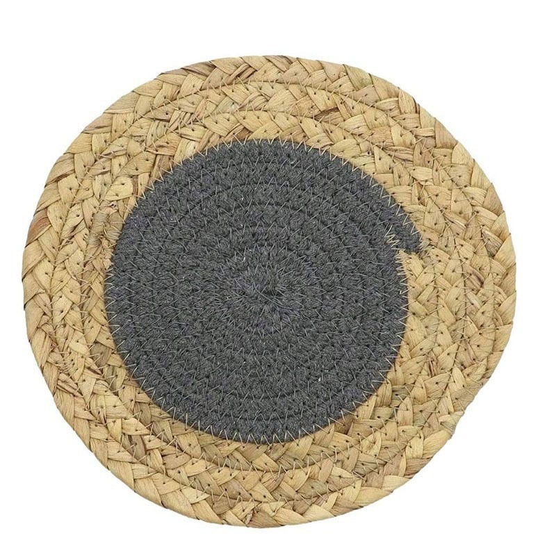 Cuerda de algodón de paja de estilo japonés Mantel Individual de doble pieza estera de aislamiento duradero estera de la placa tejida a mano estera de la olla estera de la Mesa de la cocina