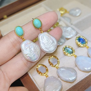 Zhuji Pearl Baroque White Pearl Earrings 2024 New Autumn and Winter Natural Fritillaria Earrings
