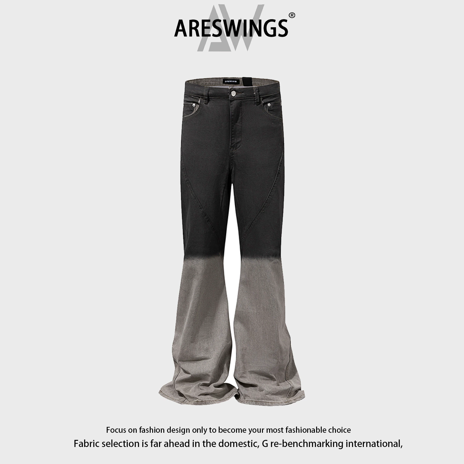 ARЕSWINGS ретро демисезонные джинсы, пояс трендового дизайна, расклешённые брюки, американский стиль, новая коллекция, градиент, тренд сезона