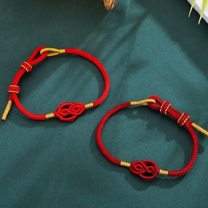 Chinese-Style New Chinese Zodiac Year Gourd Bracelet for Women, Fortune Red Rope Woven Good Luck Wearable Bead Bracelet Gift