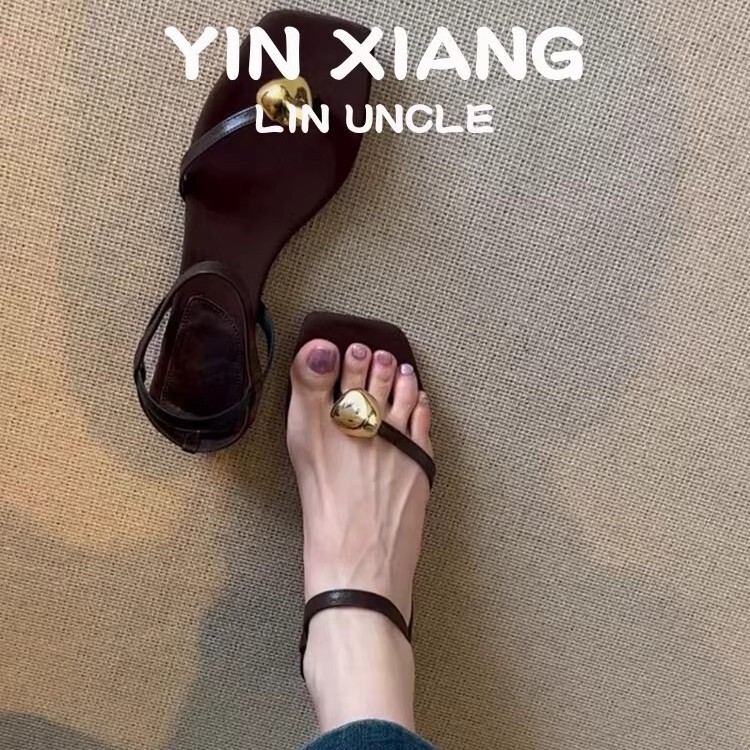 Cowhide Version ~ Genuine Leather Flats-Soled Metal Thong Sandals for Women 2025 New Summer Roman Shoes Sandals and Slippers Cowhide Version ~ Genuine Leather Flats-Soled Metal Thong Sandals for Women 2025 New Summer Roman Shoes Sandals and Slippers