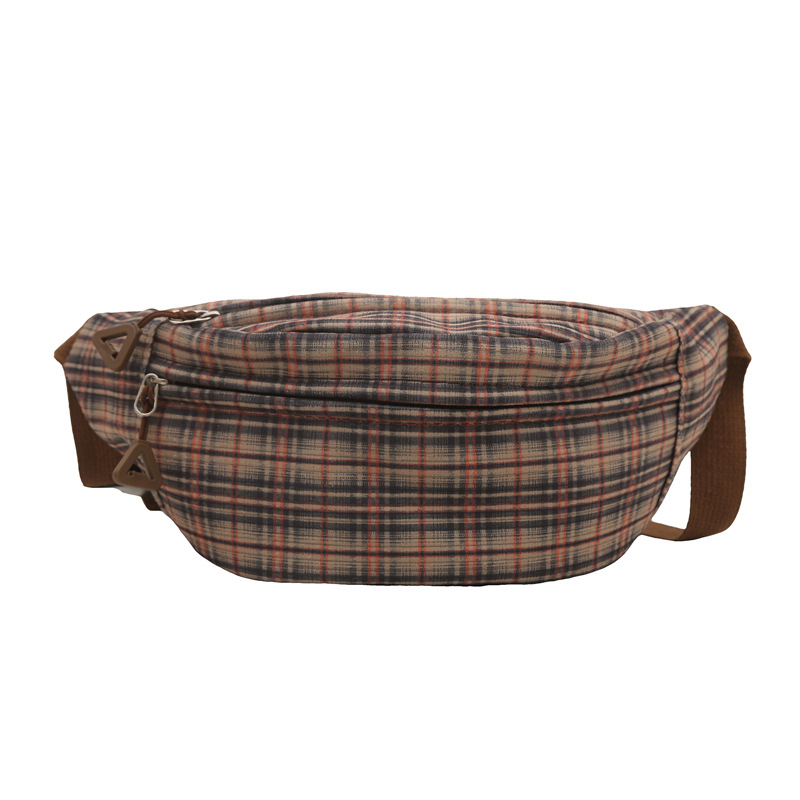 Moda coreana simple estilo extranjero bolso de mochila a cuadros mujeres 2025 primavera nuevo bolso de hombro suave bolso de pecho casual