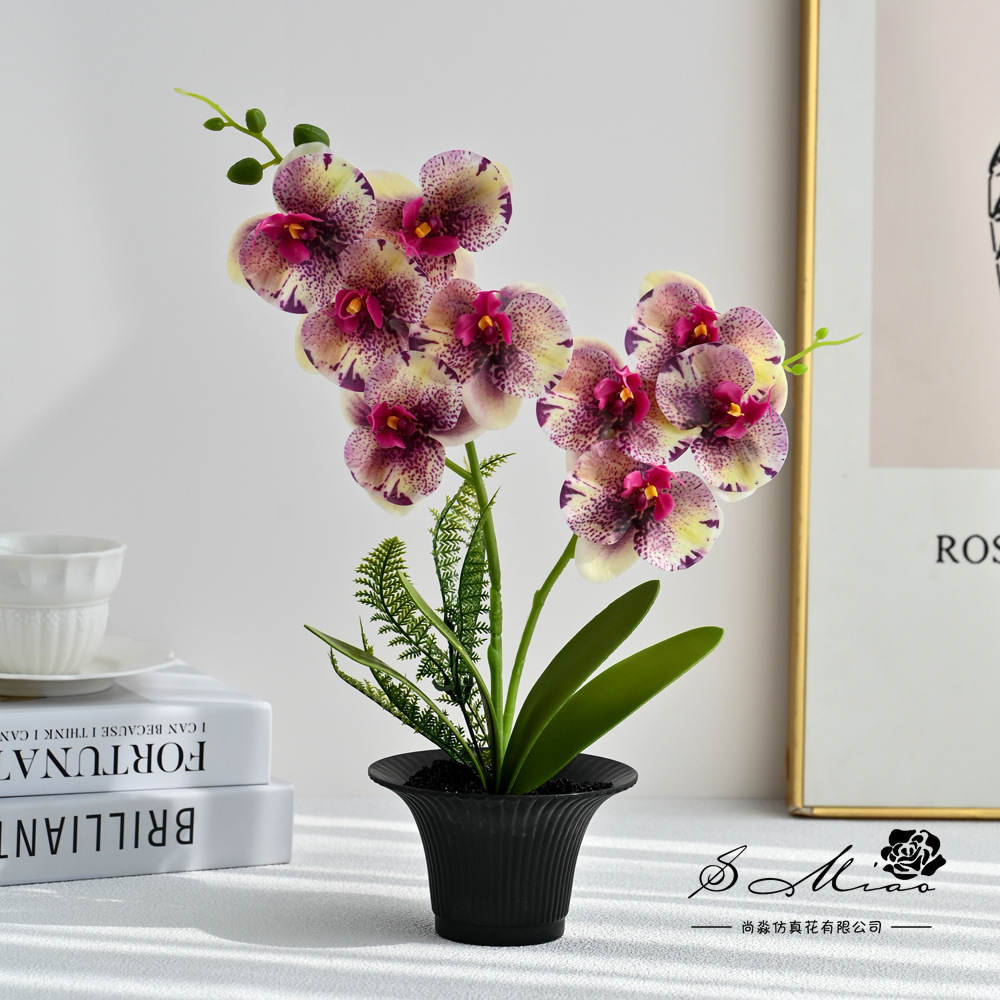 Orquídea de mariposa de dos dedos sensación de imitación de bonsai en maceta creativa flores falsas decoración del hogar fotografía de boda flores artificiales