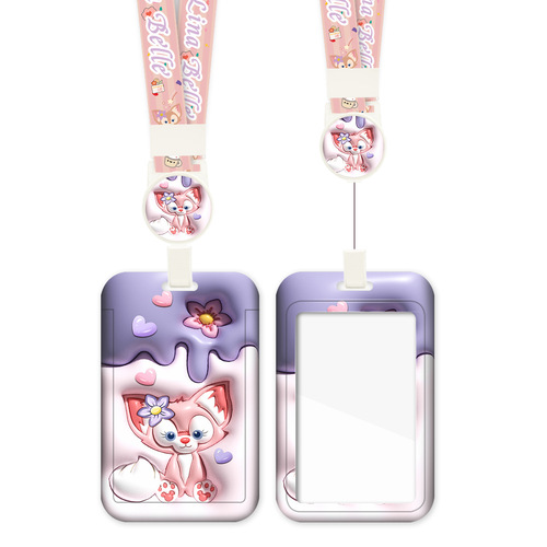 Cartoon card holder, bus, subway, meal card, access control, brand name card, retractable easy-pull buckle protective cover, child pick-up card holder