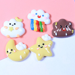 可愛卡通雲朵月亮樹脂飾品配件diy奶油膠材料包手工手機殼髮夾貼