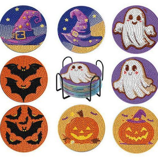 Transfronterizo nueva serie de Halloween 2026 pintura de diamantes diy cojín de tazas hecha a mano colgante llavero pegado diamante refrigerador