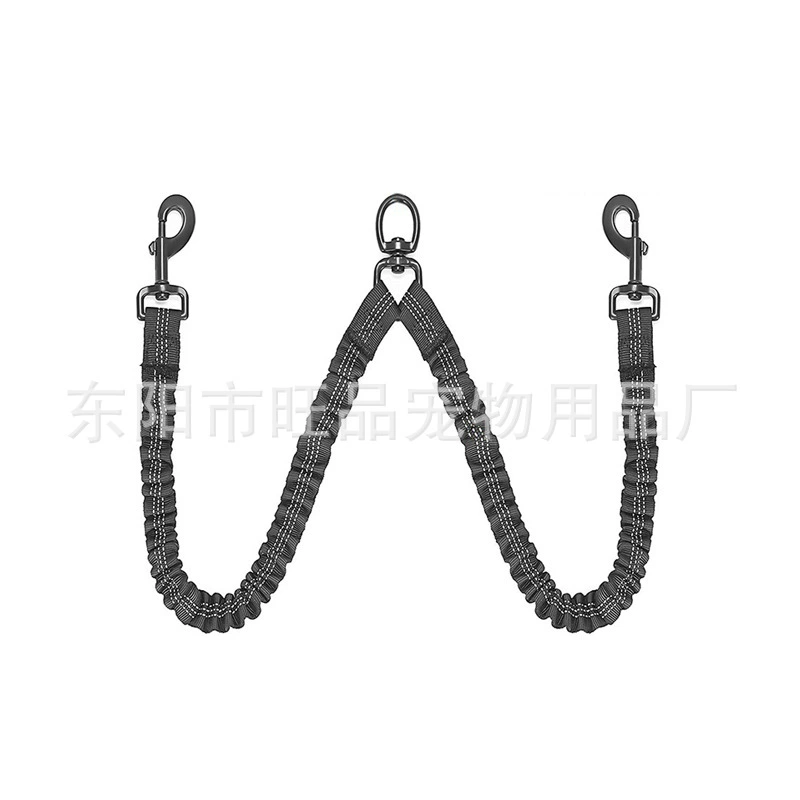 Фабрика напрямую поставляет Amazon Cross-Border Pet One Drag Две буферные веревки для собак Двойная эластичная Тяговая веревка для Европы и Америки