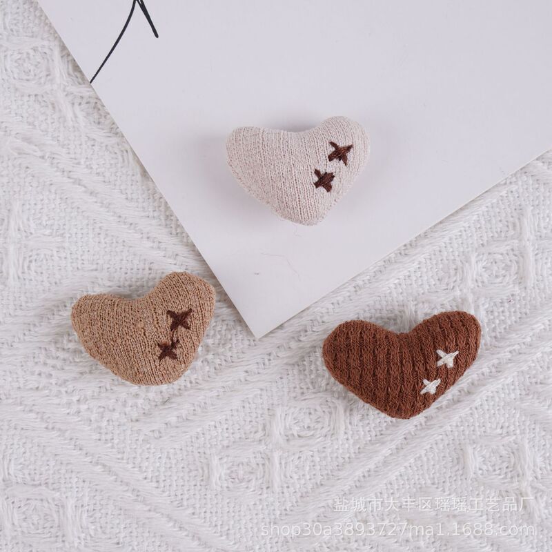 布艺diy手工小饰品美拉德色系小爱心桃心儿童服装发夹辅料饰品|undefined