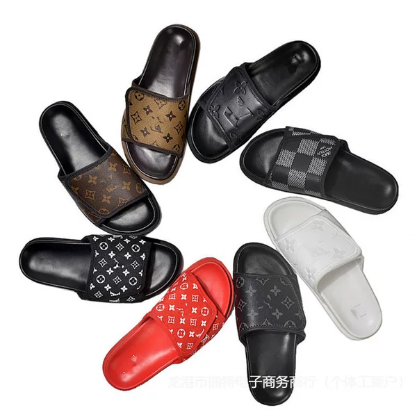 Lujia Slippers 2026 Velcro Print Slide Sandals European and American Outdoor Fashionable Lightweight Soft Sole Flat Heel Fashionable Sandals