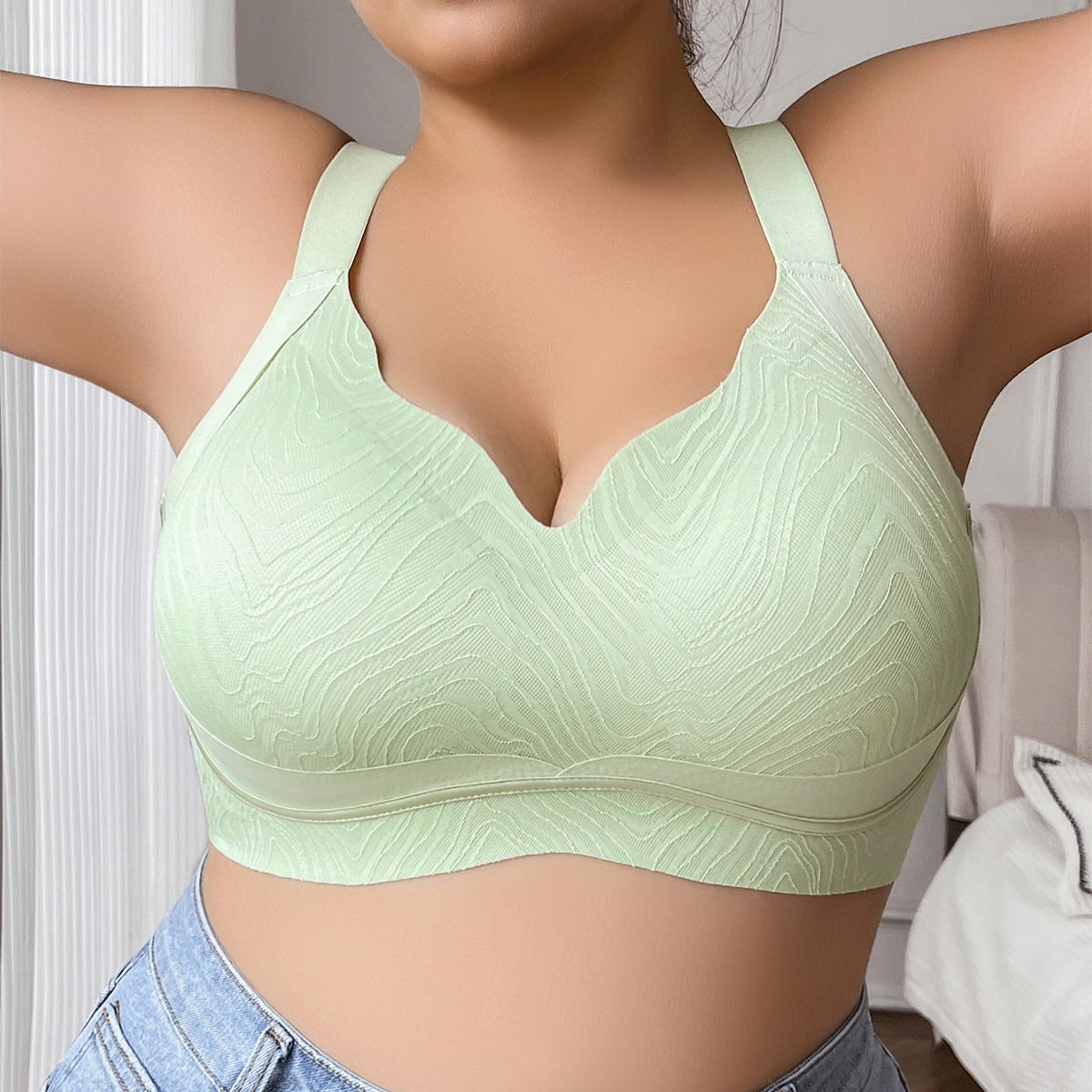 Underwear, push up bra, supporting lace wireless bra, plus size