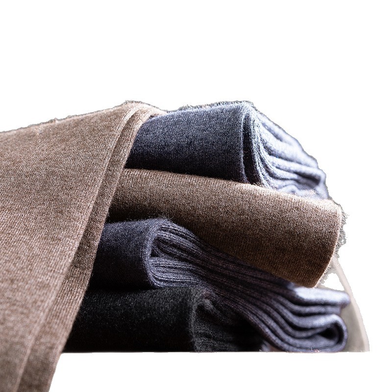 Quần cashmere nam cao cấp lưng cao giữ nhiệt mùa đông — người đàn ông màu xám đen