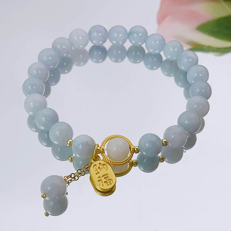 New Natural Aquamarus Crystal Bracelet Sea Basket Treasure Lucky Nafu Brand Pendant for Girlfriend Gift for Women