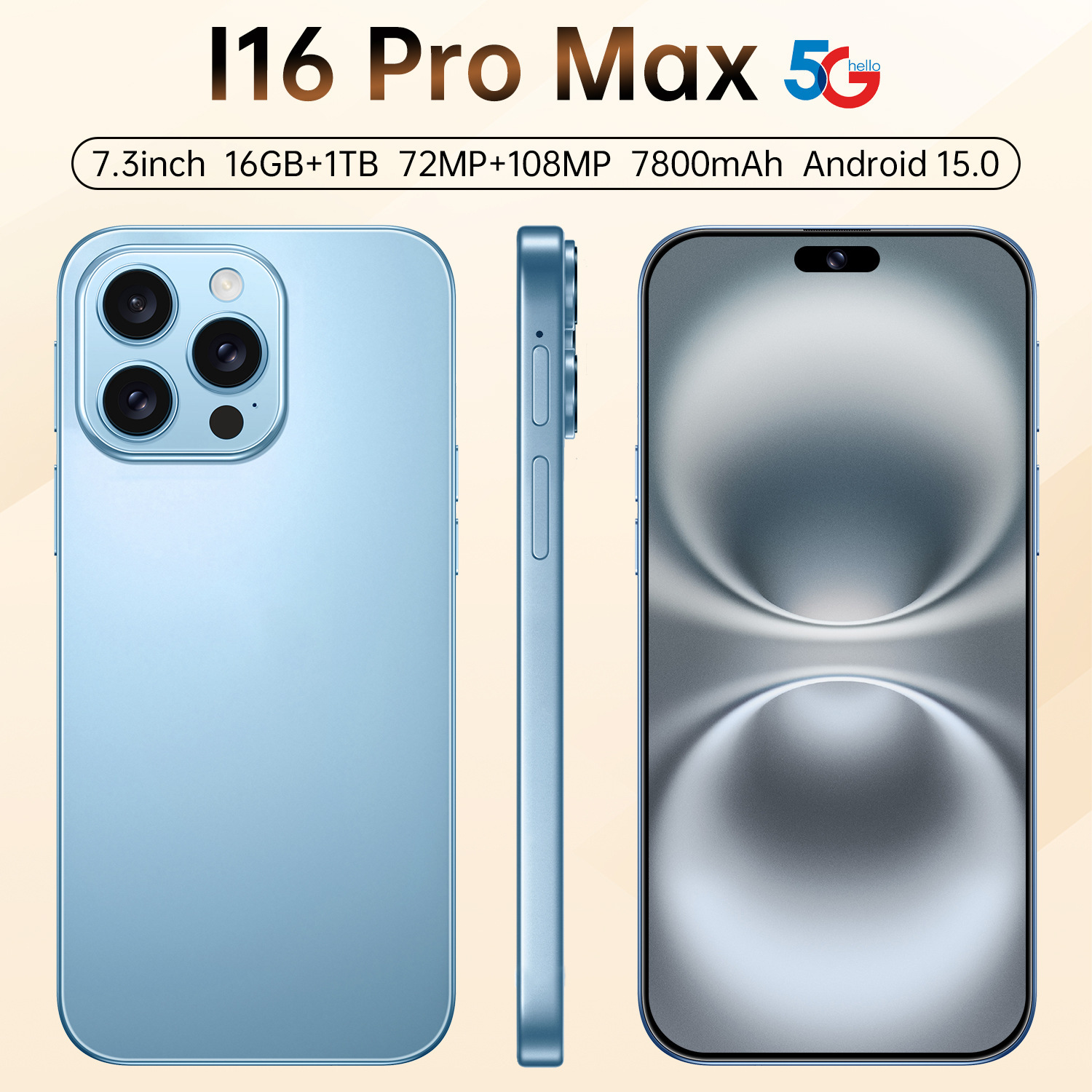 The New I16 Pro Max Is Exclusively Available for Cross-Border Smart 5g Mobile Phones with Ultra-Large Screen 16+1t Overseas Version Direct Sales from the Source