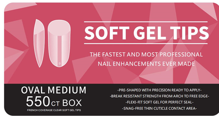 Amazon porcelana caja blanca esmalte de uñas ultra-delgada sin costuras esmerilado gota de agua larga almendra tallado libre esmalte de uñas 550 piezas/caja