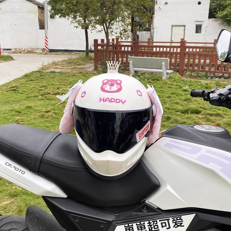 Helmet Accessories Motorcycle Electric Universal Velcro Light Blue Bowknot Pink Dog