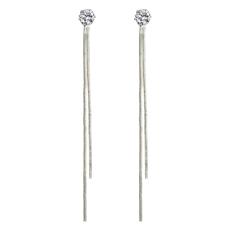 Pendientes de borla largos populares europeos y americanos personalizados simples pendientes de circón Corea del Sur Dongdaemun mujeres en línea pendientes rojos del mismo estilo