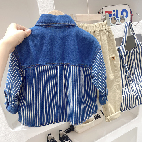 Boys denim shirt  autumn new children's long-sleeved casual jacket medium and large children thin shirt cardigan top