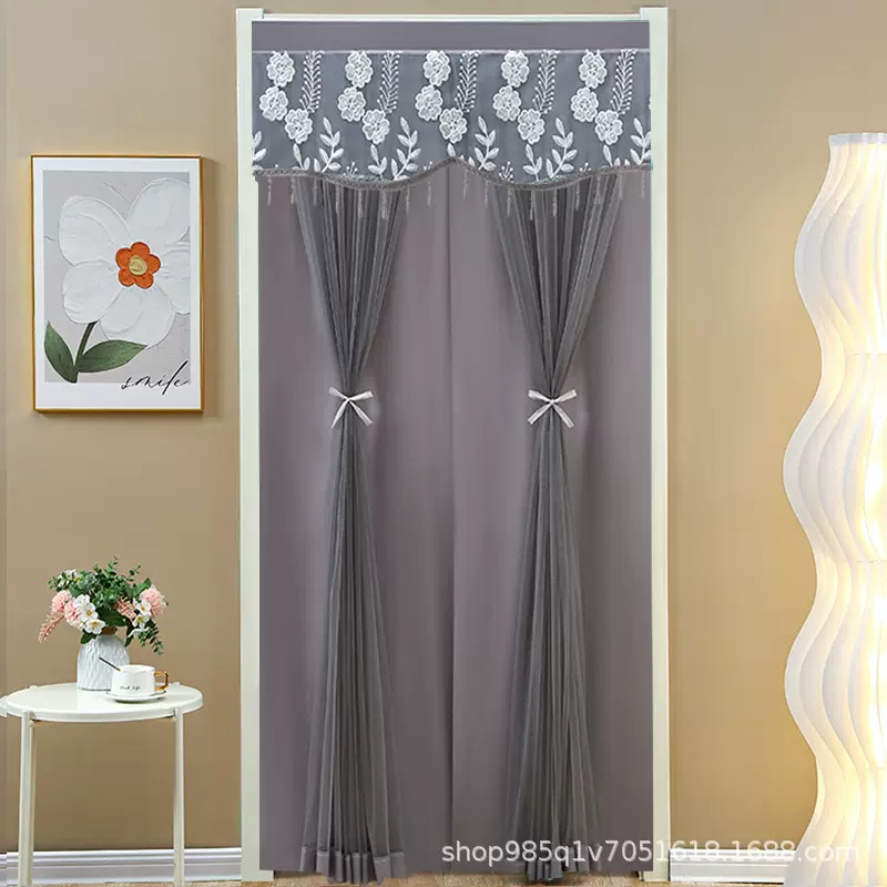 卫生间门帘加衬防蚊家用四季纱帘夏季隔断帘免打孔卧室厨房纱门帘