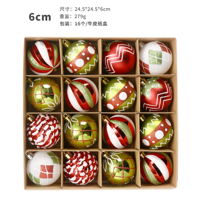 Transfronterizo i nuevo decoración de Navidad 6CM16 juegos de bolas de Navidad pintadas colgantes de árbol de Navidad