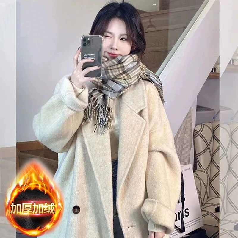 Демисезонное стеганое шерстяное пальто, для подростков, повышенная плотность