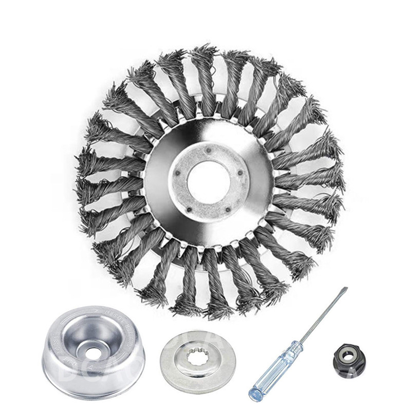 Nueve caballos de apoyo cortacésped de rueda de acero de apoyo cortacésped de acero eliminación de óxido de deshierbe placa