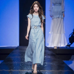 超きれいでユニークなミルクfufu優しい風アンドロメダのスカートフレンチキキョウの青い痩せたワンピース夏の新製品