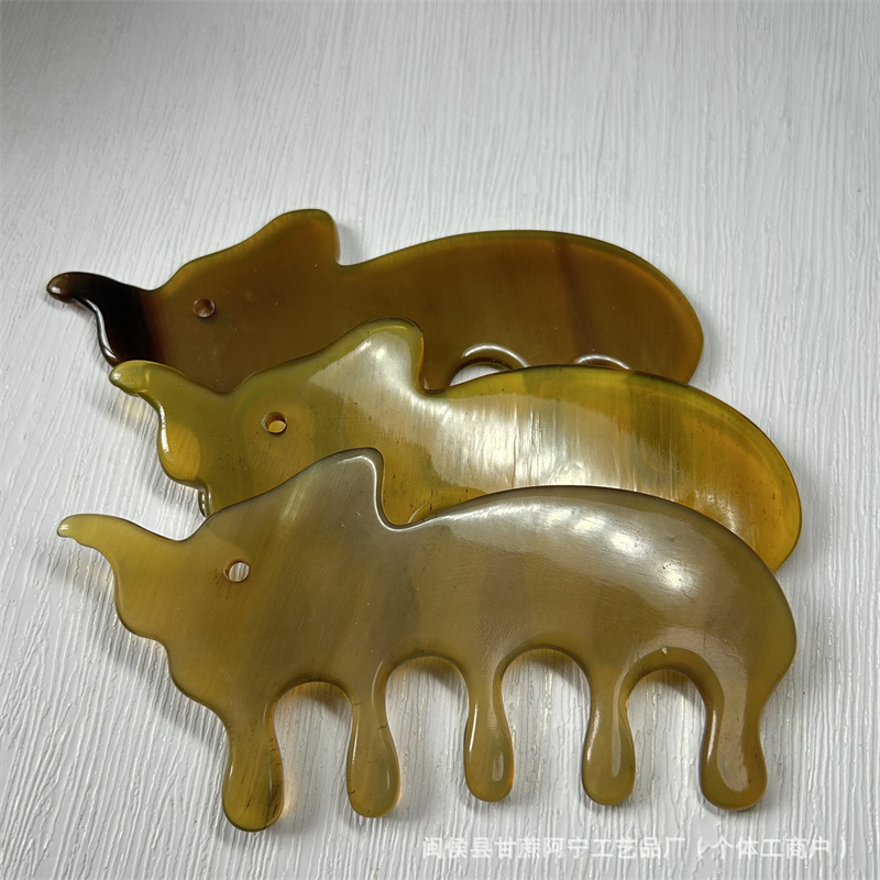 Natural Horn Scalp Massage Comb Buffalo Horn Gua Sha Beauty Comb Gift Comb 10-15CM overview
