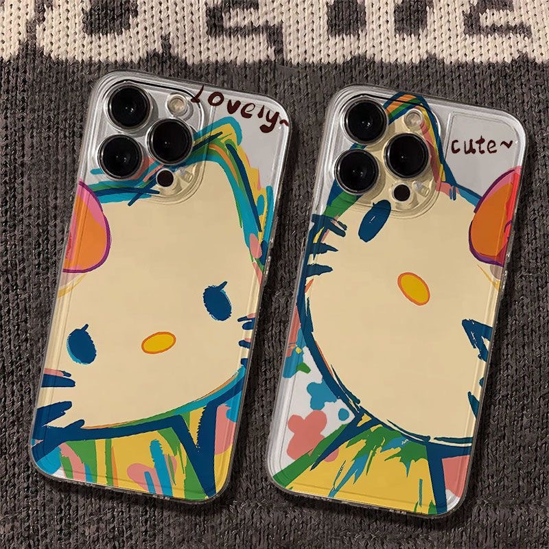 抽象凯蒂猫适用iphone16promax手机壳苹果15卡通13跨境12软11防摔