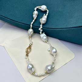 14-15巴洛克淡水珍珠设计感轻奢项链  诸暨珍珠