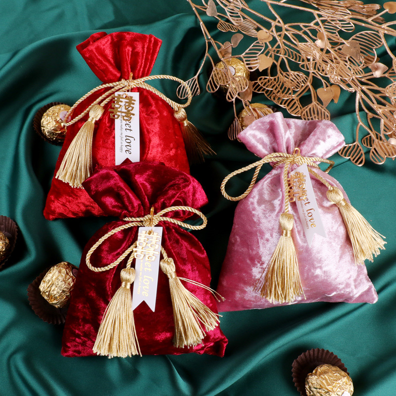 喜糖袋子結婚用喜糖禮盒禮袋糖盒空盒布袋手提絲絨囍糖盒中式