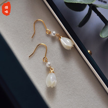 2022年新款铃兰花纯银珍珠耳环蚊香盘无耳洞耳夹轻奢小众耳饰耳钩